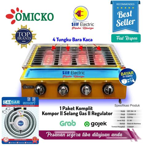 Jual Kompor Sosis Bakar OMICKO Sate Bakar 4 Tungku BBQ GRILL Paket