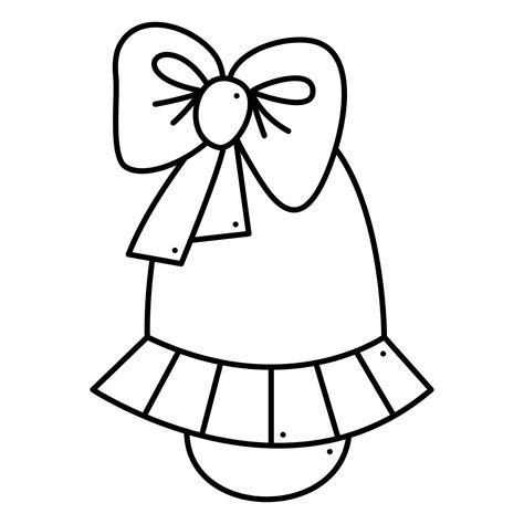 Cute Bell With A Bow Doodle Vector Black And White Illustration 22127998 Vector Art At Vecteezy