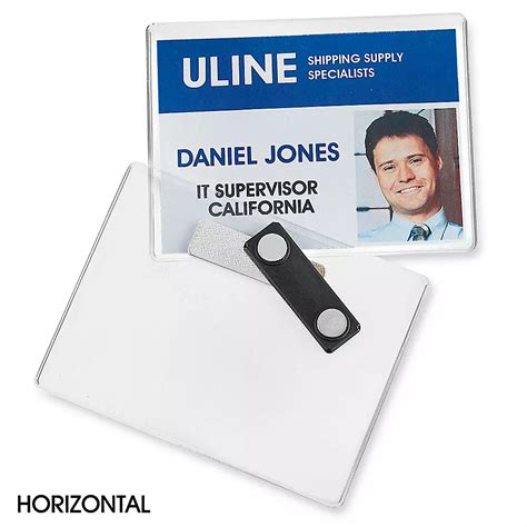 Name Badge Holders 4 X 3 Wide Deluxe Magnetic S 12940 Uline