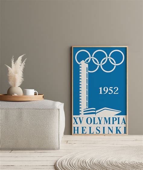 Helsinki Olympics 1952 Poster Print Mid Century Modern Denmark Etsy