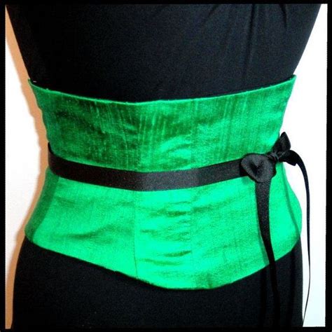 Waist Cincher Corset Belt Emerald Green Silk Any Size B Waist Cincher