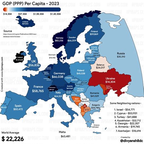 PKB per capita według parytetu siły nabywczej PPP poszczególnych