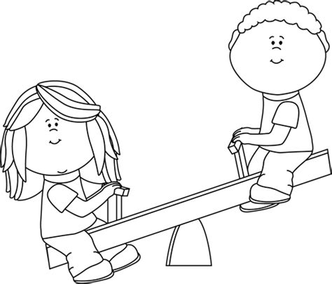 Black and White Kids on Teeter Totter Wedding Coloring Pages, Lion ...