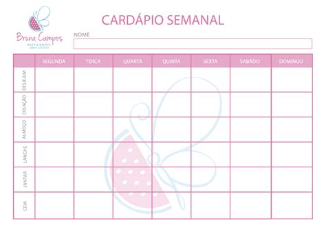 Planner Alimentar Semanal Para Imprimir EDUKITA