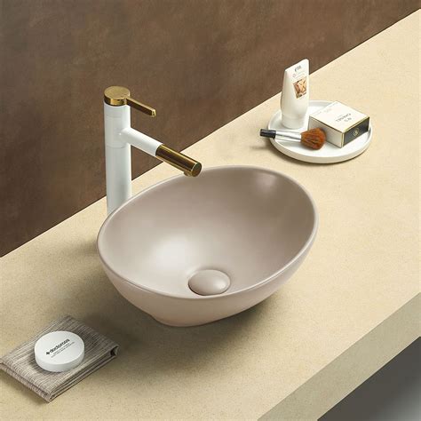 Lavabo Sobre Encimera Oval 405mm X 330mm Sin Agujeros Para La