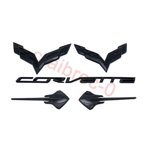 5pc Gloss Black Front Rear Stingray Cross Flags Emblem Kit 2014 2019 Corvette C7 Ebay