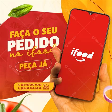 Faça o Seu Pedido no Ifood Peça Já Pizzaria Social Media PSD Editável