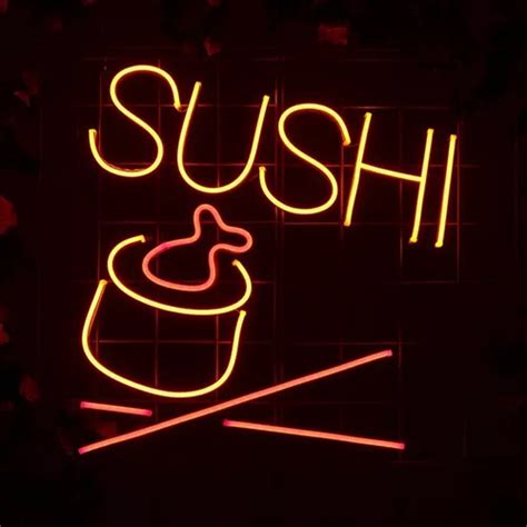 Placa Neon Sushi Letra Decorativa Painel Neon Led Parcelamento Sem Juros