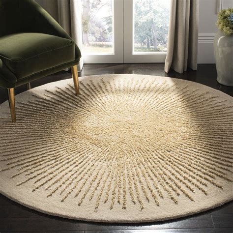 Amier Hand Tufted Wool Beigebeige Area Rug Home Decor Modern Round
