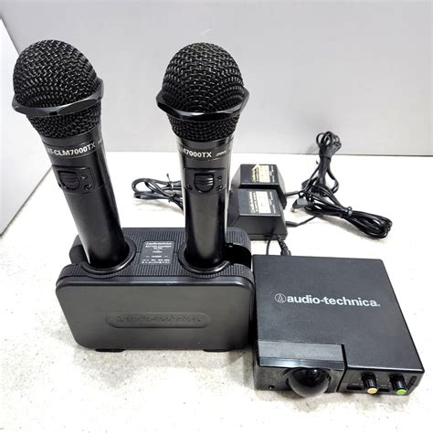 【やや傷や汚れあり】カラオケ Audio Technica ワイヤレスマイク2点 At Clm7000tx レシーバーat Cr700