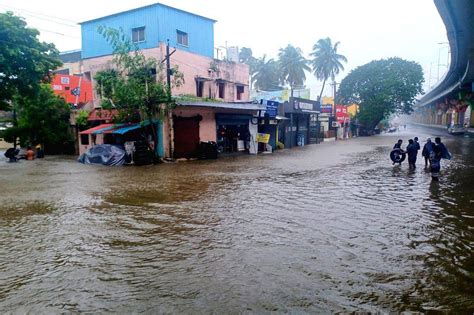 A Waterlogged Area During Heavy Rain Owing To Cyclone Michaung