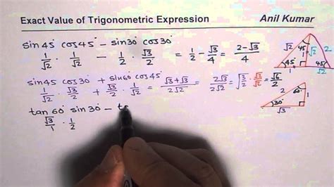 How To Evaluate Exact Value Of Trigonometric Expressions Youtube