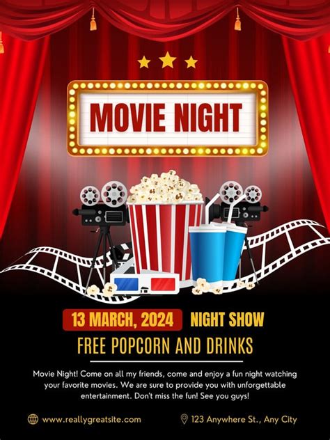 Free Customizable Movie Night Poster Templates Canva