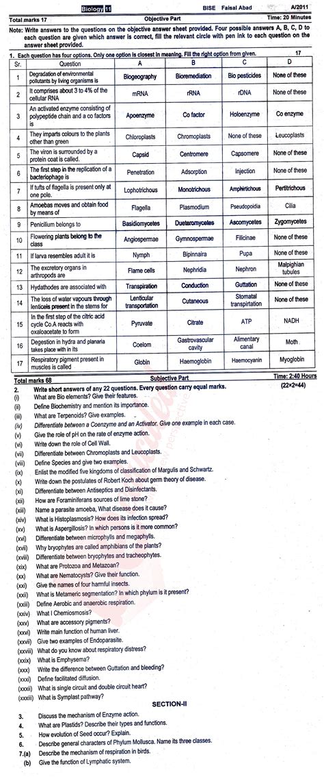 Inter Class Past Papers Fsc Part 1 5 Years Up To Date Papers