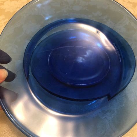 2 Cobalt Blue Glass Plates Beautiful Circular Design of Cobalt - Etsy