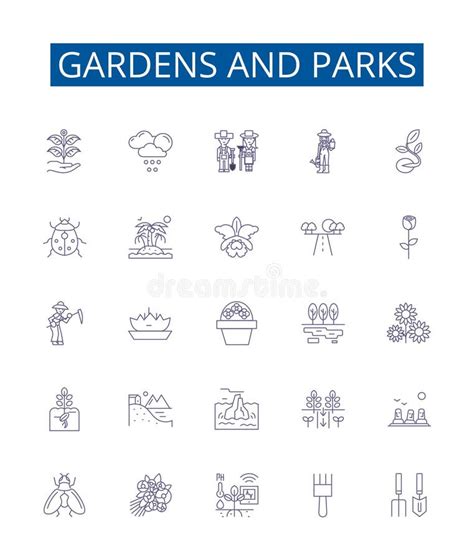 Gardens And Parks Line Icons Signs Set Design Collection Of Gardens