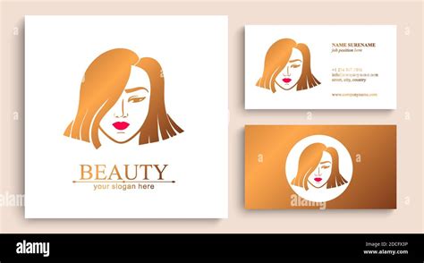 Logo Woman Face Fille Asiatique Emblème Dun Salon De Beauté Ou De