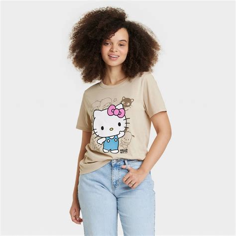 Women S Hello Kitty Short Sleeve Graphic T Shirt Brown Xl