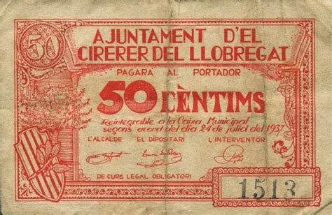 50 Céntimos El Cirerer del Llobregat Commune de Cirerer del