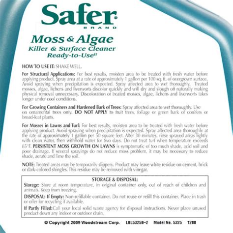 Safer® 5325 Moss And Algae Killer And Surface Cleaner Ready To Use 32 Oz Toolbox Supply