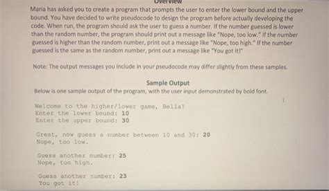 Solved It Higher Lower Game Sample Pseudocode Revist