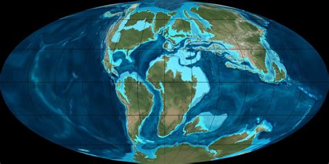 Mollewide [oval Globe] Plate Tectonic Map Of The Earth From The Late To Early Cretaceous [105 Ma