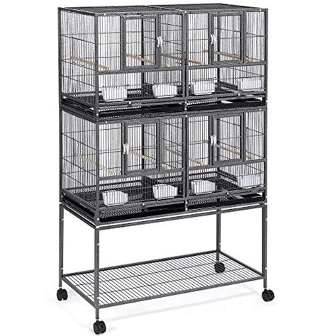 Yaheetech Double Stackable Wide Bird Cage With Rolling Stand Divided