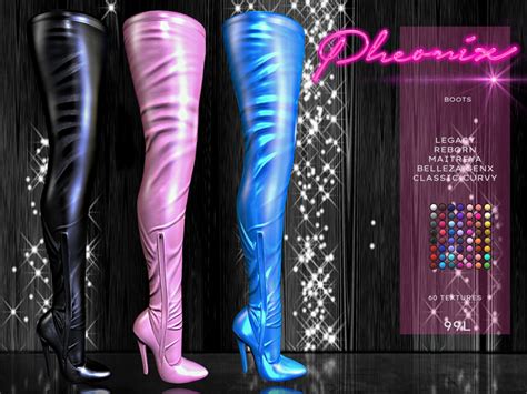 Second Life Marketplace Pheonix Boots Special60 Textures Thigh High