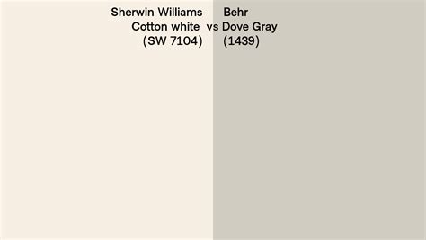 Sherwin Williams Cotton White Sw 7104 Vs Behr Dove Gray 1439 Side