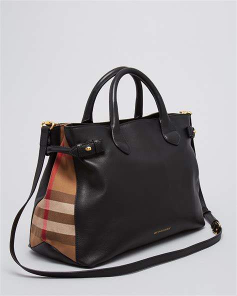 Lyst Burberry Tote House Check Sartorial Medium Banner In Black