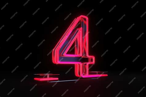 Premium Photo | Number four symbol neon sign vector light banner neon sign light lettering