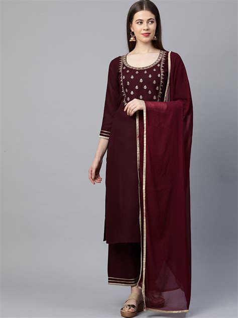 Buy Kalini Ethnic Motifs Yoke Design Sequinned Straight Kurta With