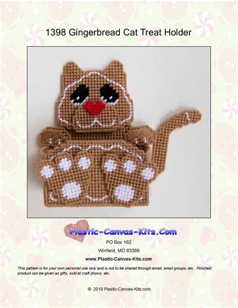 Christmas Gingerbread Cat Treat Holder Plastic Canvas Pattern Pdf