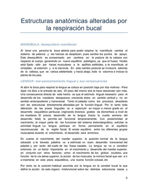 S Ndrome Del Respirador Bucal Seminario Fisiologia Oral Pdf