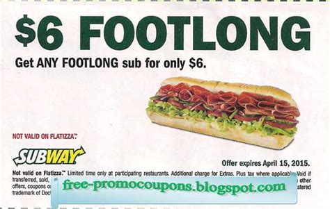 Printable Coupons 2021: Subway Coupons