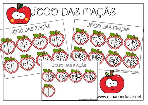 ATIVIDADE LÚDICA NUMERAIS DE 1 A 20 JOGO DAS MAÇÃS ESPAÇO EDUCAR