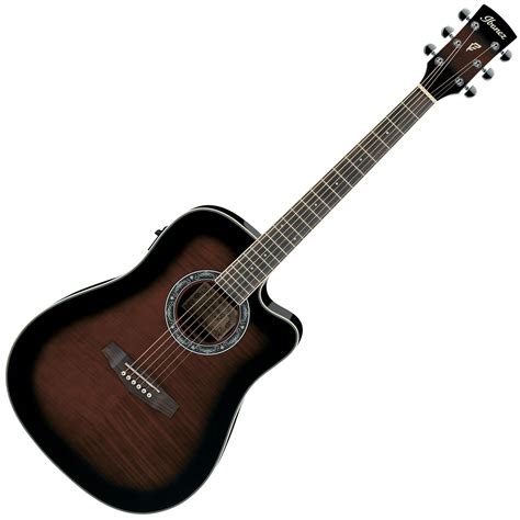 Ibanez Pf28ecedvs Pf Series Dark Violin Sunburst High Gloss 6 String Rh Acoustic Electric Guitar