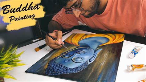 Gautam Buddha Painting With Acrylic Colour Canvas Painting Youtube