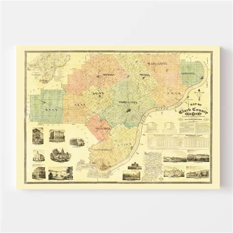 Vintage Map of Clark County, Indiana 1875 by Ted's Vintage Art