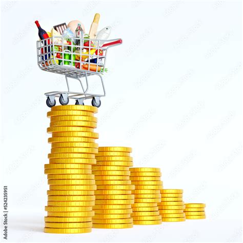 D Rendering Foods Inflation Cpi Consumer Price Index Shopping Cart