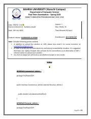 Oop Final Paper Docx Bahria University Karachi Campus Department Of