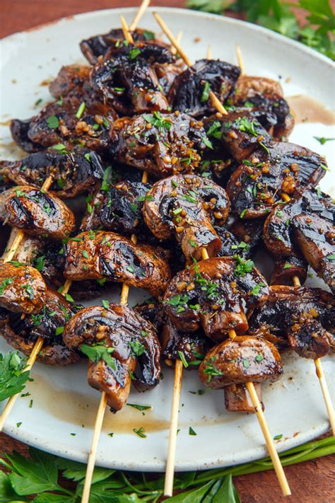 Balsamic Garlic Grilled Mushroom Skewers Recipe On Closet Cooking