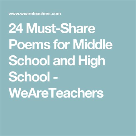 24 Must Share Poems For Middle School And High School Weareteachers