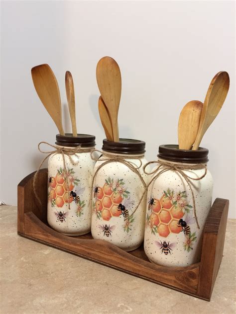 Kitchen Utensil Holders Honey Bee Decor Honey Bee Kitchen Country Decor