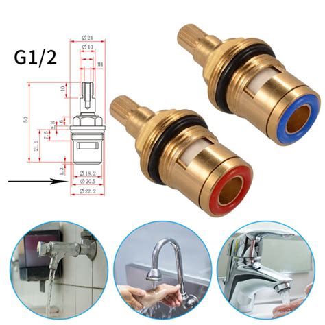 Teeth Universal Replacement Tap Valves Brass Ceramic Disc