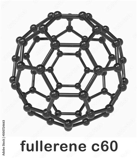 Fullerene C60 ball and stick model 3D nano chemistry structure ...