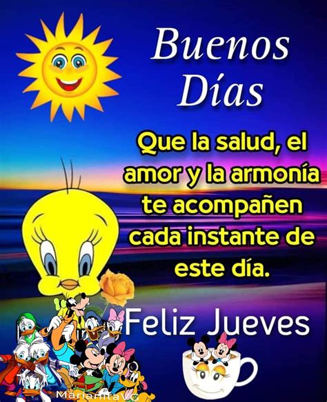 Buenos Días Feliz Jueves Mickey Y Sus Amigos Saludos De Buenos Dias