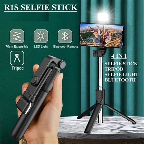 Wireless Selfie Stick R1S WITH LIGHT Tripod Bluetooth Shutter Selfie