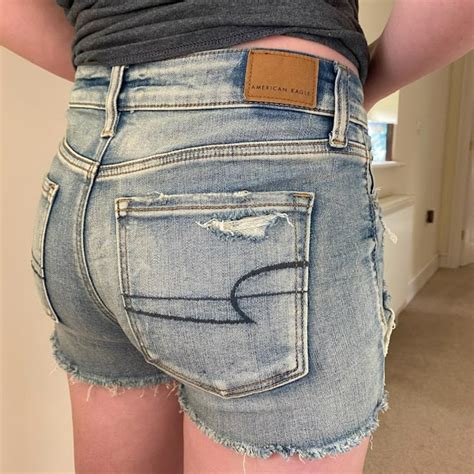 American Eagle Ripped Jean Shorts Stretchy And Depop