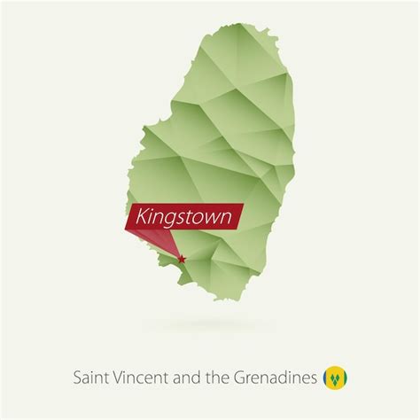 Groene gradiënt laag poly kaart van saint vincent en de grenadines met